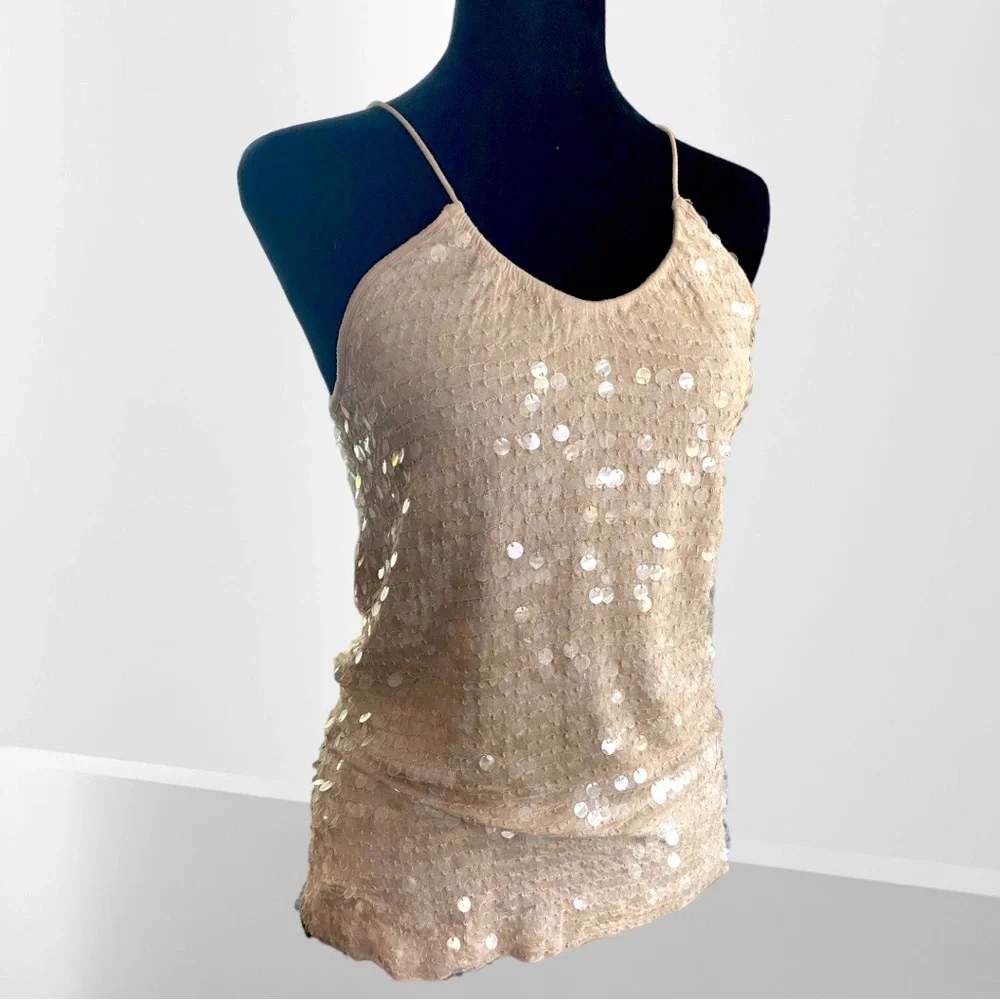 Club Monaco Nude Body-con Sequined Tank.  Great preworn condition.  Size XS - Picture 5 of 11